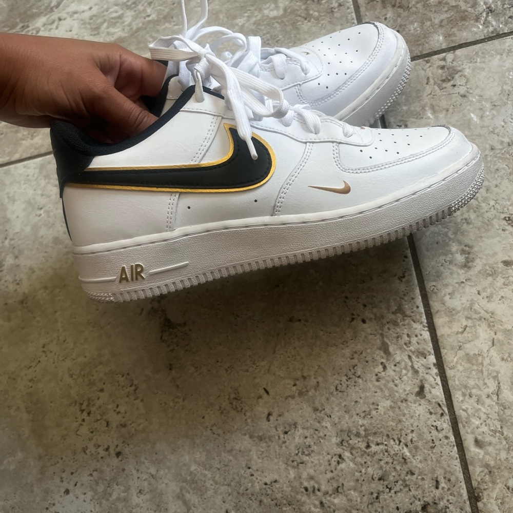 Nike Air White and Black Shoes with Gold Details